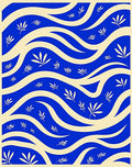 Bold Blue Botanical Flow Rug