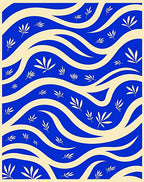 Bold Blue Botanical Flow Rug
