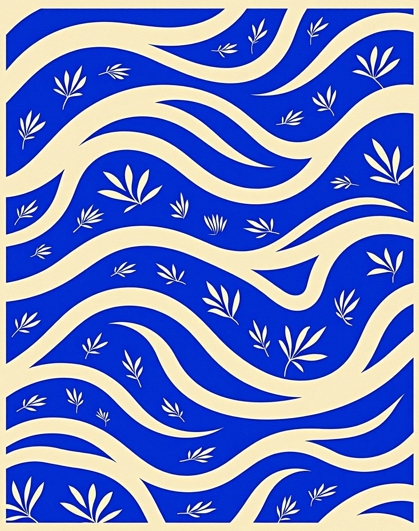 Bold Blue Botanical Flow Rug