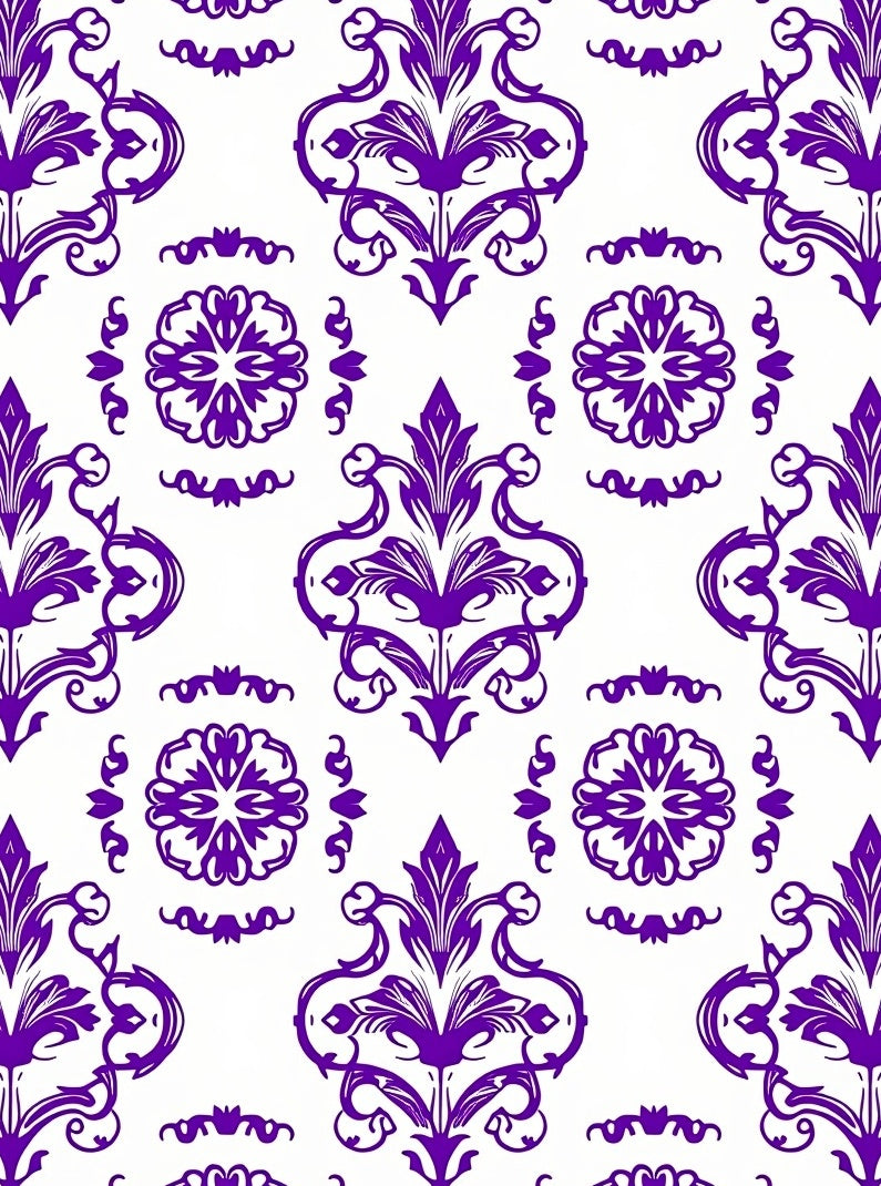 Deep Purple Classic Flourish Damask Rug