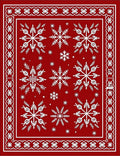 Red Snowflakes Bordered Rug
