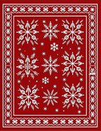 Red Snowflakes Bordered Rug