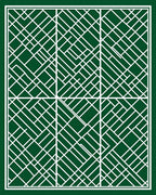 Green White Geometric Linear Grid Rug