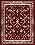 Deep Red Floral Vine Lattice Rug
