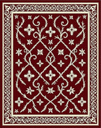 Deep Red Floral Vine Lattice Rug