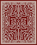 Crimson Cream Labyrinth Art Rug