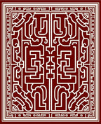 Crimson Cream Labyrinth Art Rug