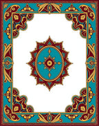 Victorian Teal Red Gold Medallion Rug