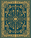 Ornate Teal Floral Scrollwork Rug