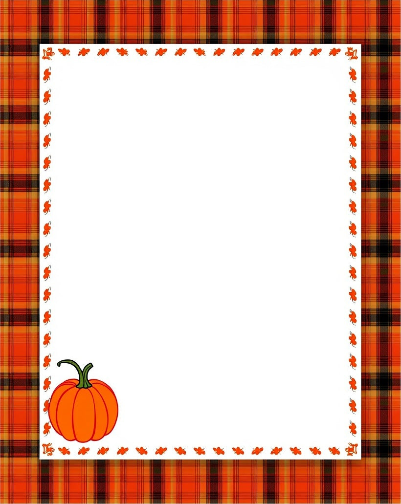 Orange Plaid Pumpkin Border Rug