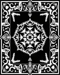 Black and White Floral Mandala Border Rug