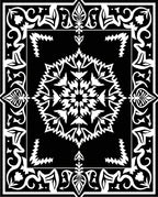 Black and White Floral Mandala Border Rug