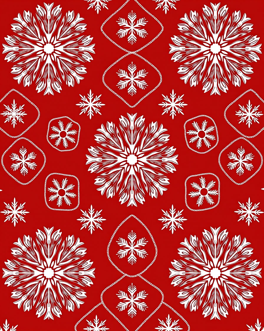 Crimson Snowflakes Medallion Arrangement Rug