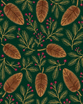 Vintage Brown Leaf Berry Twig Rug