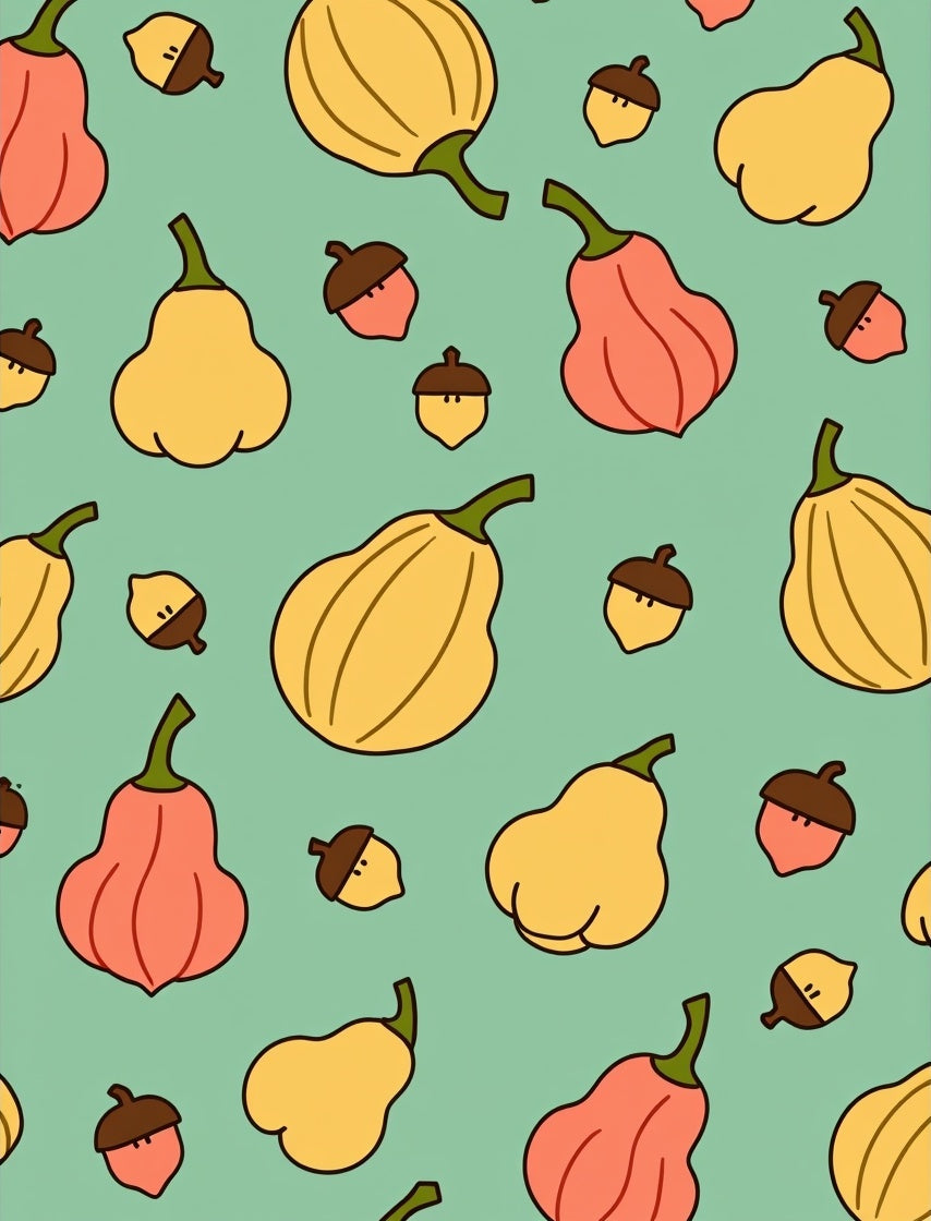 Whimsical Autumn Harvest Pear Squash Rug