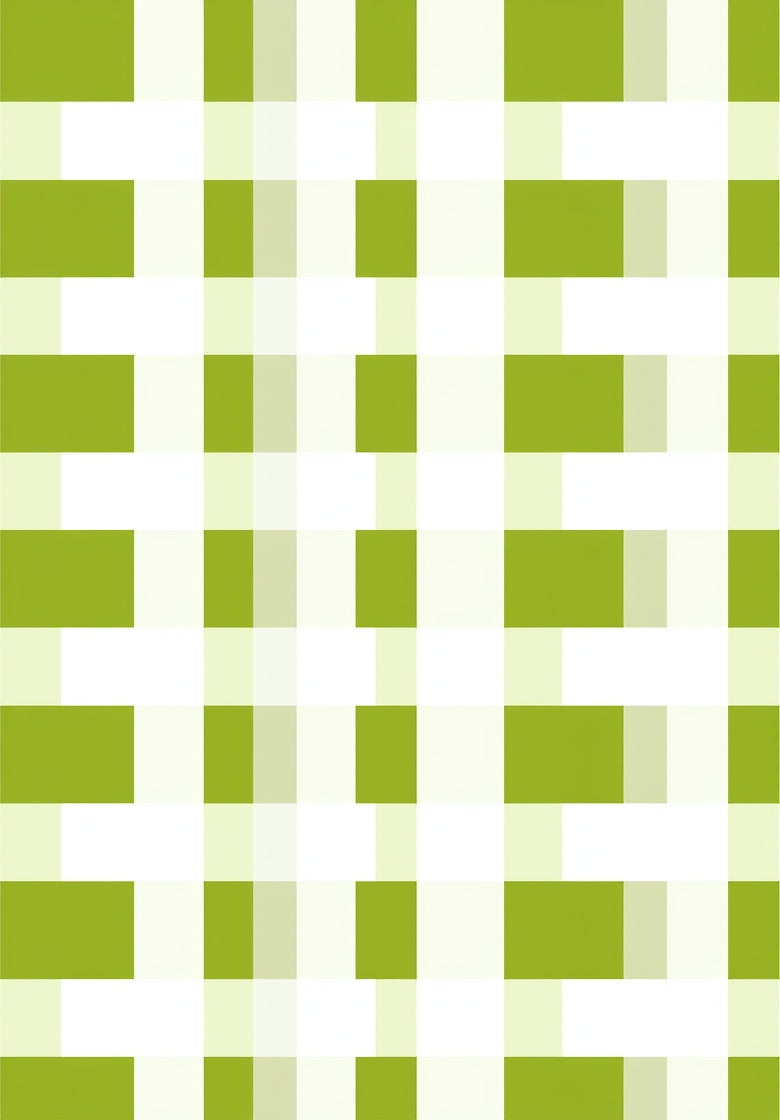 Green and White Gingham Blocks Rug