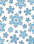 Cool Blue Snowflake Collage Rug