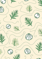 Green Fern Seashell Outline Rug