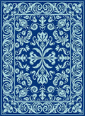 Elite Blue Floral Filigree Medallion Rug