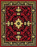 Bold Red Yellow Floral Jacobean Rug