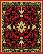 Bold Red Yellow Floral Jacobean Rug