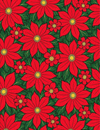 Vibrant Red Poinsettia Garland Rug