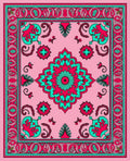 Pink Turquoise Elaborate Floral Medallion Rug
