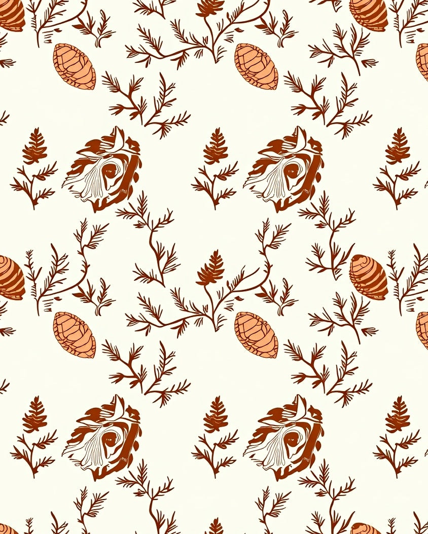 Rustic Terracotta Botanical Seed Pods Rug