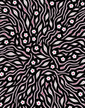 Black Pink White Floral Waves Rug