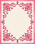 Fuchsia Floral Swirl Corner Frame Rug