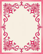 Fuchsia Floral Swirl Corner Frame Rug