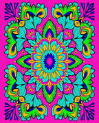 Vibrant Tropical Bloom Mandala Rug