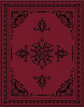 Rich Crimson Black Ornamental Border Rug