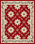 Rich Red Floral Medallion Border Rug