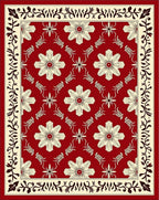 Rich Red Floral Medallion Border Rug