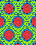 Vibrant Red Blue Floral Swirl Rug