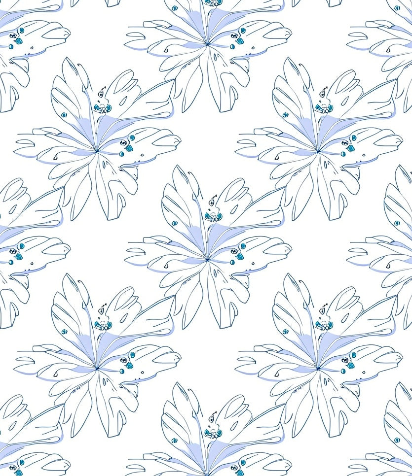 Delicate Petal Sketch Navy Blue Rug