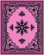 Bold Pink Floral Scroll Medallion Rug