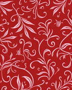 Crimson Light Pink Floral Swirls Rug