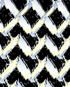 Abstract Black White Yellow Interlocking Shapes Rug