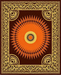 Crimson Sunburst Border Rug