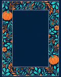 Autumn Pumpkin Floral Border Rug