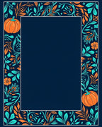 Autumn Pumpkin Floral Border Rug
