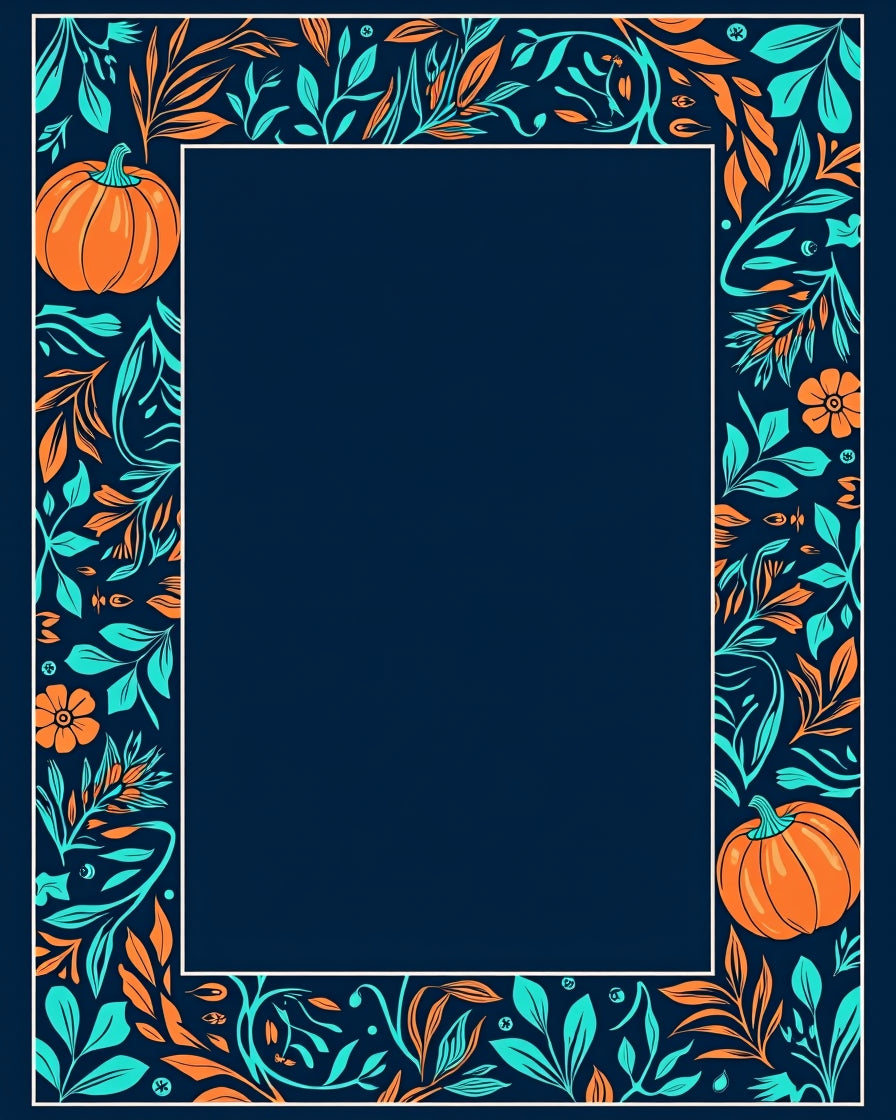 Autumn Pumpkin Floral Border Rug
