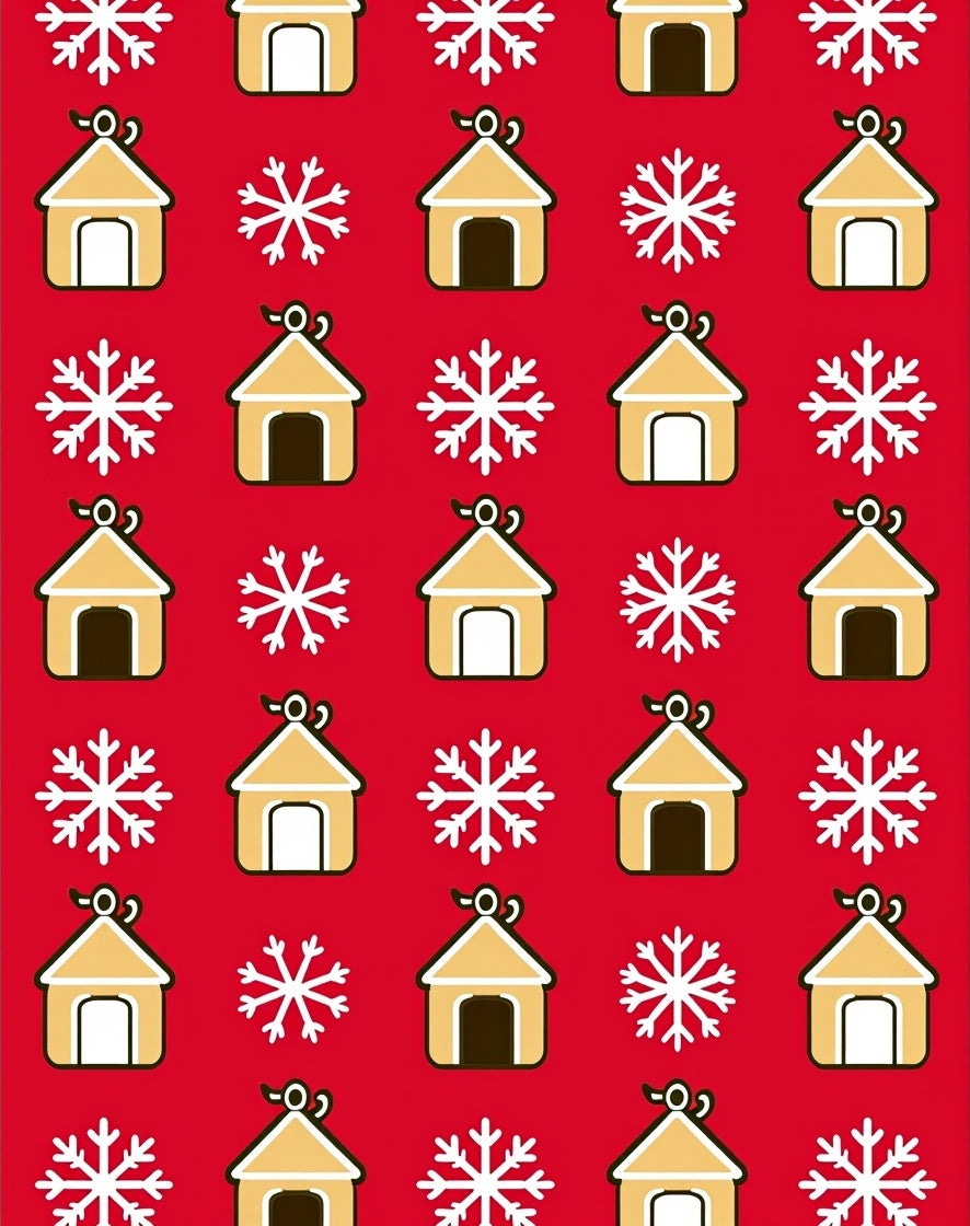 Gingerbread Houses Snowflake Repeat Red Rug