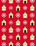 Gingerbread Houses Snowflake Repeat Red Rug
