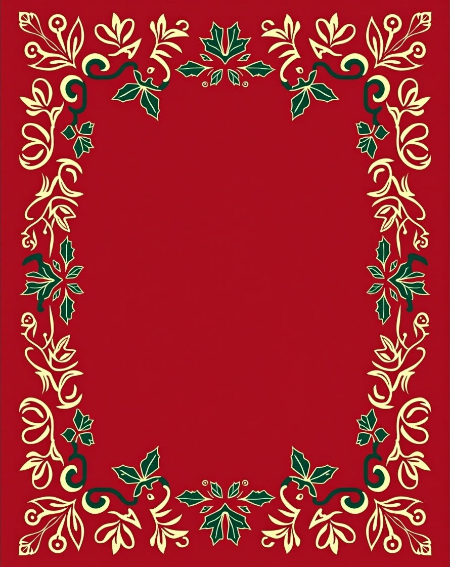 Crimson Red Holly Swirl Border Rug