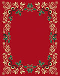 Crimson Red Holly Swirl Border Rug