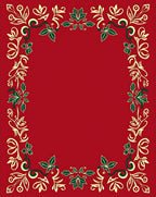 Crimson Red Holly Swirl Border Rug