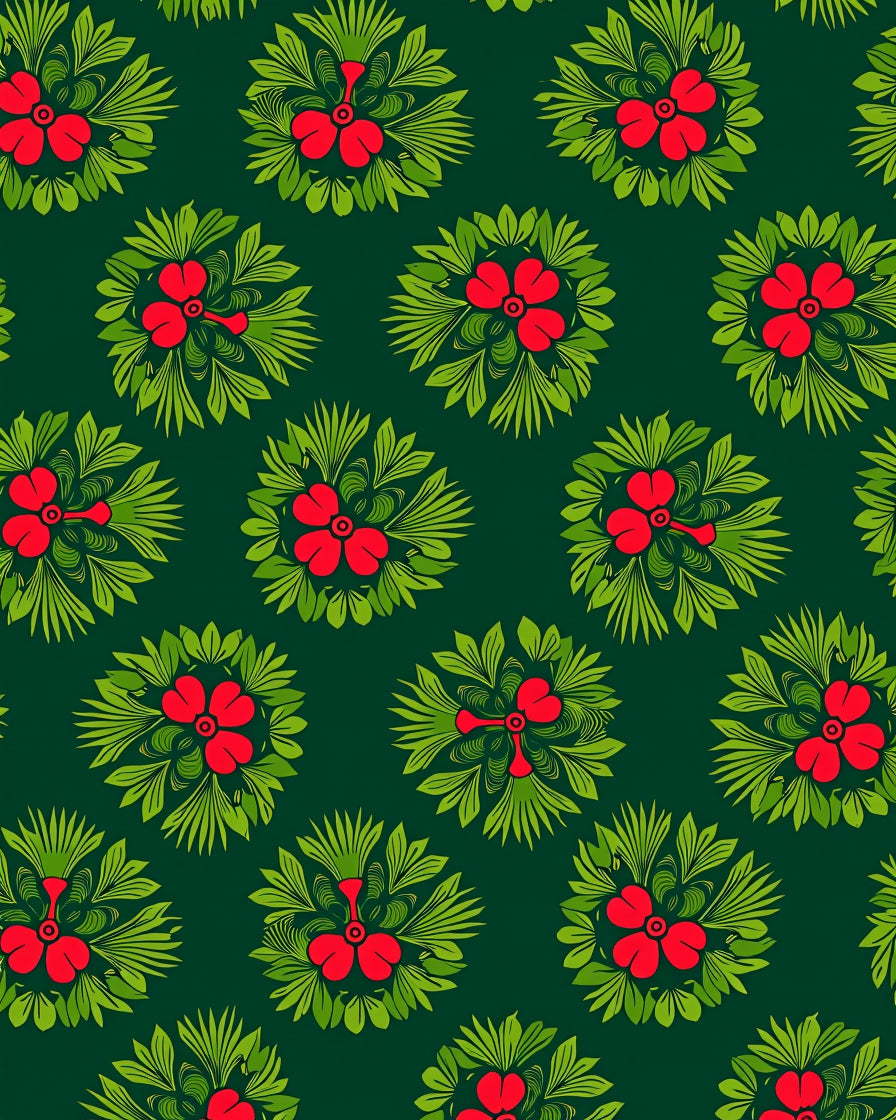 Emerald Green Red Floral Medallion Rug